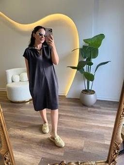 9927 Oversize Yarım Kol Elbise