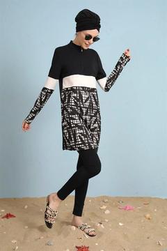 KARELİ YARIM FERMUARLI TESETTÜR MAYO