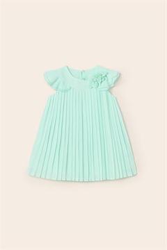 12-36 Ay Kız Bebek Pileli Elbise Mavi