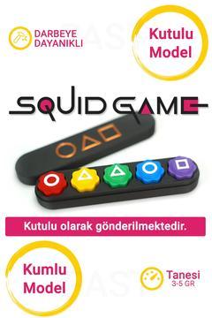 Kutulu - Kumlu Squid Game Oyun 5 Taş Seti Renkli Taş Gonggi, Beş Taş, Kalamar Oyunu