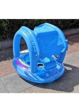 Mediterian Mavi Yılmar Alışveriş Çocuk Bebek Yüzme Deniz Simidi Gölgelik Oturmalı Simit 1+ Yaş