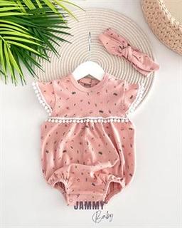 Sophia Spring Dantelli Ribana Romper Set-GÜL KURUSU