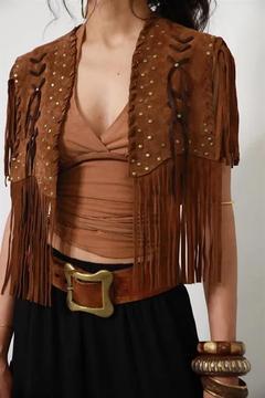 Brown Fringed Leather Vest
