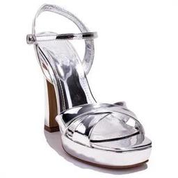 Dagoster DZA07-405902 Gümüş Ayna Çapraz Bant Platform Topuklu Kadın Ayakkabı