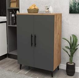 Enda Home 3 Raflı 2 Kapaklı Çok Amaçlı Dolap Antrasit - Atlantik Çam