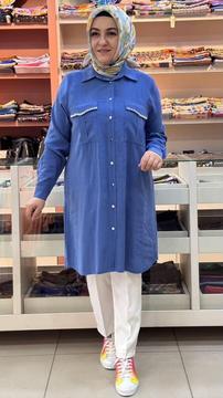 Cebi Taş Detaylı Tunik İndigo/2351