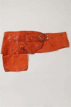 Turuncu Deri Cepli Kemer