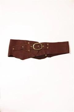 Bordo Zımbalı Parçalı Deri Kemer