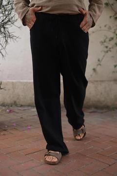 Siyah Nepali Paçası Büzgülü Erkek Pantolon
