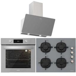 Silverline Gri Üçlü Ankastre Set ( BO6504S01 Fırın - CS5335S01 Ocak - 3457 Soho Davlumbaz )