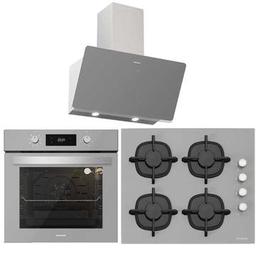 Silverline Gri Üçlü Ankastre Set ( BO6504S01 Fırın - CS5343S01 Ocak - 3457 Soho Davlumbaz )