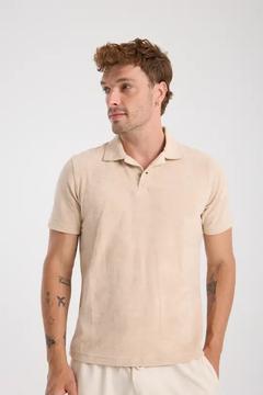 Raymons Havlu Kumaş Terry Polo Yaka Tişört - Açık Lacivert