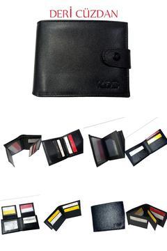 Hakiki Deri Siyah Erkek Çıtçıtlı Geniş Kart Cepli Cüzdan