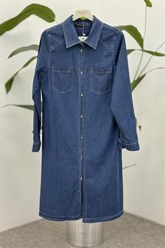 Çift Cep Detaylı Düğmeli Kap 8033 - Mavi