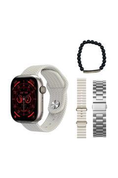 SW9 Amoled Ekranlı Akıllı Saat 3 Kordonlu ve Boncuk Bileklik Hediyeli