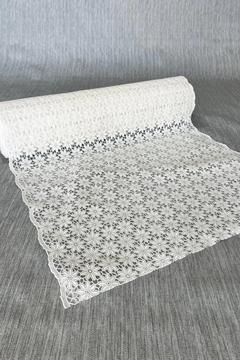 Pvc deliksiz altı Şeffaf kaplama Dantel Raf Örtüsü - Papatya_1009-A