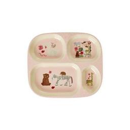 Rice Melamin 4 Bölmeli Mama Tabağı Pembe Vahşi Yaşam