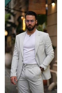 İtalyan Kesim Gri Spor Ipli Takım Elbise - Slım Fıt Sd4940
