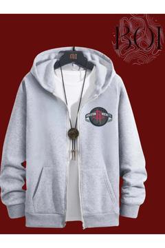 Basketball Baskılı Kapşonlu Fermuarlı Hırka