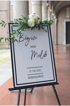 KİŞİYE ÖZEL 50x70 CM DÜĞÜN & NİŞAN & KINA KARŞILAMA PANOSU- KİŞİSELLEŞTİRİLEBİLİR PANO