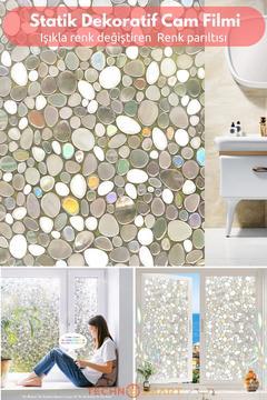 Çakıl Taşı Desenli Statik Cam Filmi – 60x100 cm | Rulo Halinde | Efektli