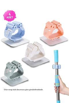 Mop Sapı Tutucu 4 Adet Kendinden Yapışkanlı Fırça Tutucu Paspas Mop Tutacağı Çok Amaçlı Organizer