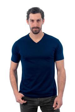 V Yaka Tişört, Lacivert -113e245- T-shirt, Tshirt, Kısa Kollu