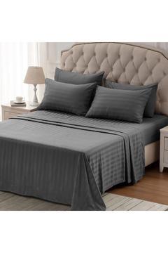 Çizgili Pamuklu Saten Battal Boy Nevresim Takımı Lastikli Çarşaflı Otel Beyaz Renkli Pamuklu Lüx