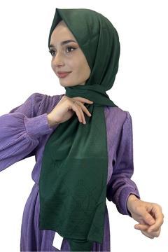 Piramit Monogram Şal, Özel Desenli Elegant Şal 01008 ZÜMRÜT