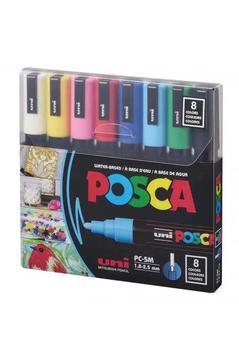 Uni Posca 1.8-2.5 Su Bazlı Poster Markörü Ana Renk 8'Li Paket - PC-5M/8C Set