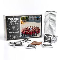 İsimli Fotoğraflı Öğretmenler Günü Hediyesi (40 Adet Madlen Çikolata) (asetat Kutu)