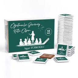 İsimli Öğretmenler Günü Hediyesi (40 Adet Madlen Çikolata) (asetat Kutu) Yeşil