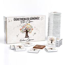 İsimli Öğretmenler Günü Hediyesi (40 Adet Madlen Çikolata) (asetat Kutu) Ağaç