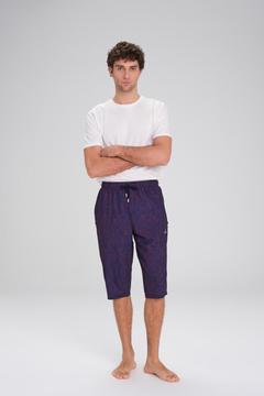 Haşema Desenli Lacivert Uzun Erkek Havuz ve Deniz Şortu 2414