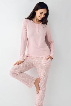 Kadın Açık Pembe Pijama Takım, %50 Pamul %50 Modal Kumaş