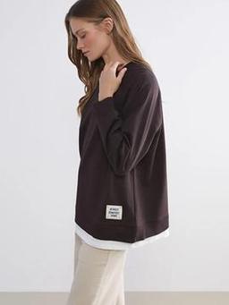 Bisiklet Yaka Oversize Kadın Sweatshirt