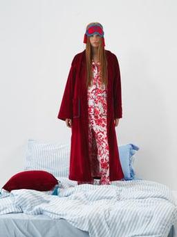 Kırmızı Lüks Dokulu Soft Kadife Oversize Sabahlık