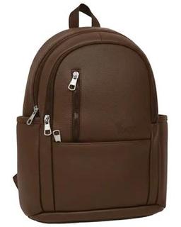 Yuga Suni Deri Dört Gözlü Sırt Çantası Kahverengi