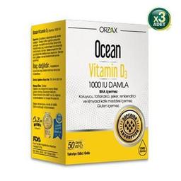 Orzax Ocean Vitamin D3 1000 Iu 50 Ml Damla 3 Adet