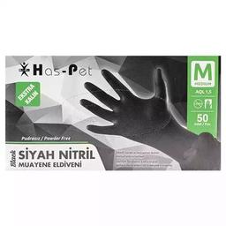 Haspet Kalın Siyah Nitril Medium Pudrasız Muayene Eldiveni 50Li