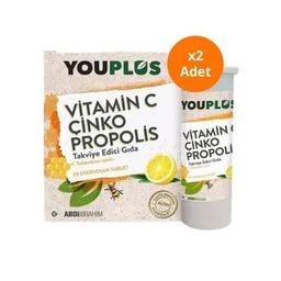 Youplus Vitamin C Çinko Propolis 20 Efervesan Tablet x 2 Adet